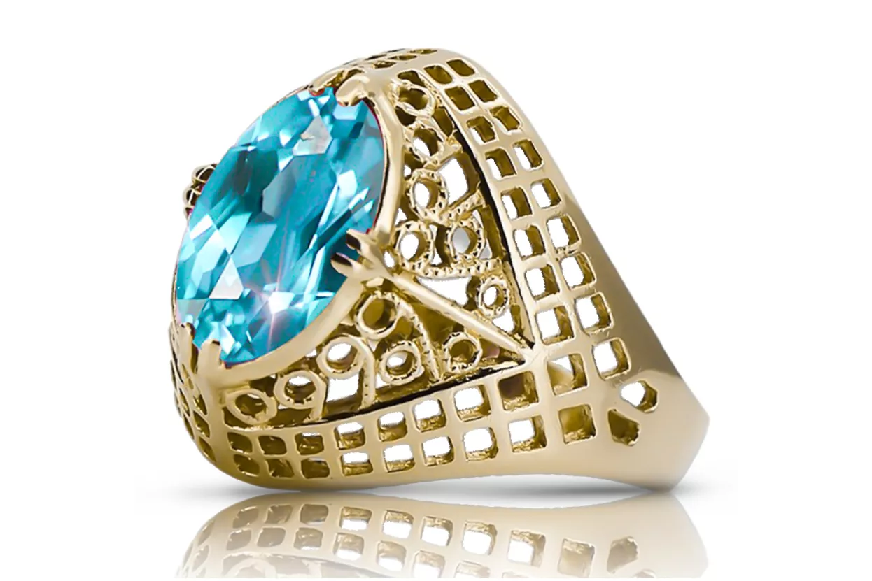 Vintage Ring Aquamarin 14 Karat Gelbgold vrc030y
